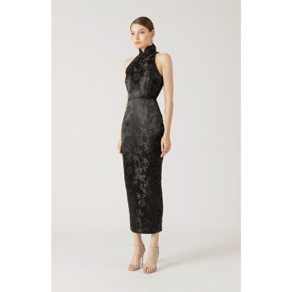 SAU LEE Jill Chinese Jacquard Pencil Dress in Black - Picture 2 of 12